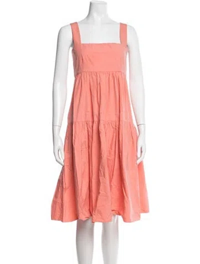 Pre-owned Three Graces London Three Graces Square Neckline Midi Length Dress In Pink
