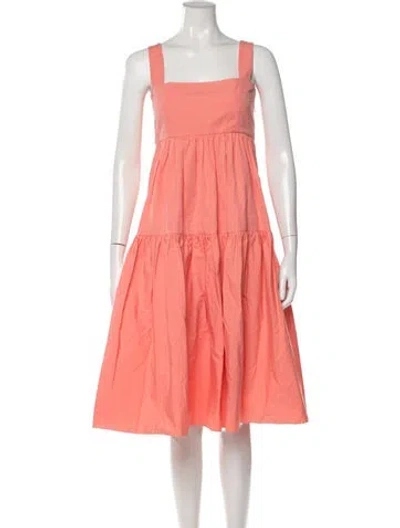 Pre-owned Three Graces London Three Graces Square Neckline Midi Length Dress In Pink