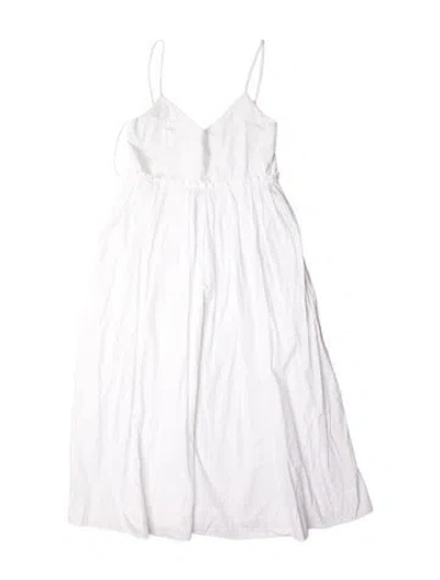 Pre-owned Three Graces London Three Graces Square Neckline Midi Length Dress In White