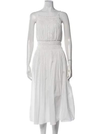 Pre-owned Three Graces London Three Graces Square Neckline Midi Length Dress In White