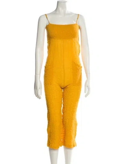 Pre-owned Three Graces London Three Graces Square Neckline Romper In Yellow