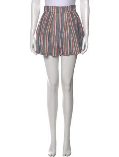 Pre-owned Three Graces London Three Graces Striped Mini Shorts In Blue