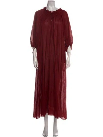 Pre-owned Three Graces London Three Graces Tie Neck Long Dress In Burgundy