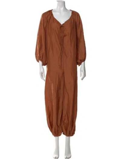 Pre-owned Three Graces London Three Graces V-neck Jumpsuit In Brown