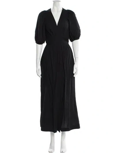 Pre-owned Three Graces London Three Graces V-neck Long Dress In Black