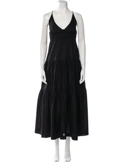 Pre-owned Three Graces London Three Graces V-neck Long Dress In Black