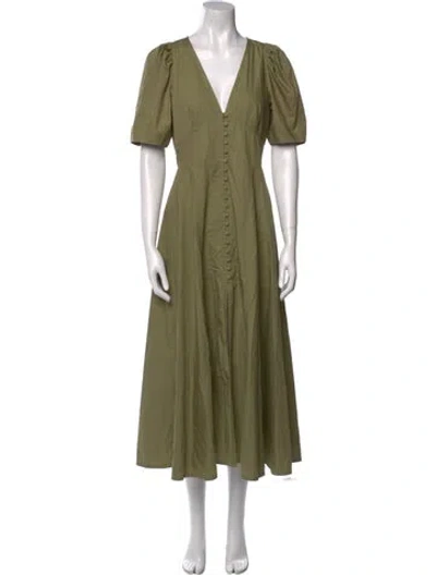 Pre-owned Three Graces London Three Graces V-neck Long Dress In Green