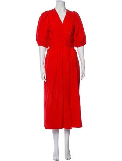 Pre-owned Three Graces London Three Graces V-neck Long Dress In Orange
