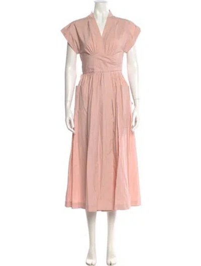 Pre-owned Three Graces London Three Graces V-neck Long Dress In Pink