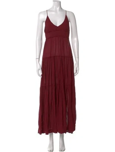 Pre-owned Three Graces London Three Graces V-neck Long Dress In Red