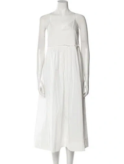 Pre-owned Three Graces London Three Graces V-neck Long Dress W/ Tags In White