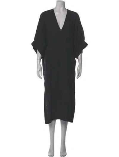 Pre-owned Three Graces London Three Graces V-neck Midi Length Dress In Gray