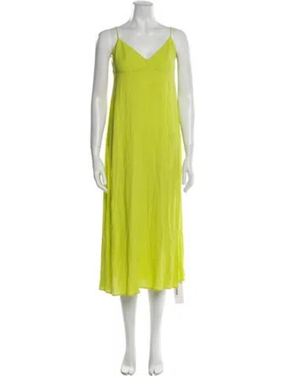 Pre-owned Three Graces London Three Graces V-neck Midi Length Dress In Green