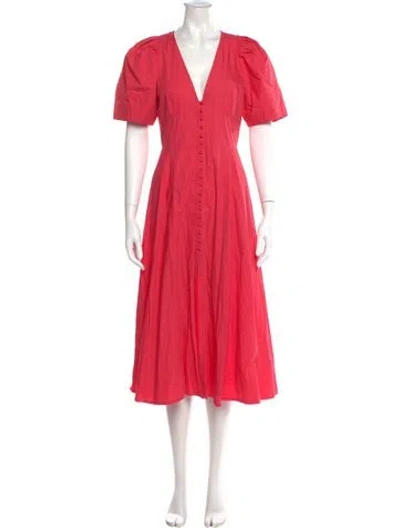 Pre-owned Three Graces London Three Graces V-neck Midi Length Dress In Red