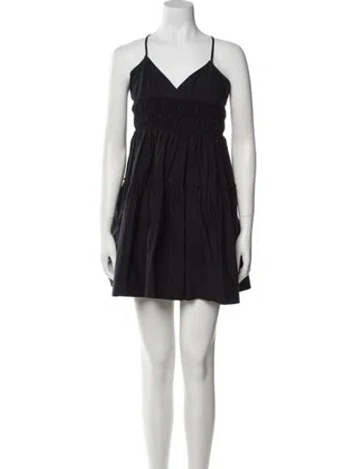 Pre-owned Three Graces London Three Graces V-neck Mini Dress In Black