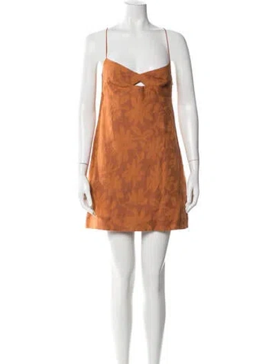 Pre-owned Three Graces London Three Graces V-neck Mini Dress In Orange