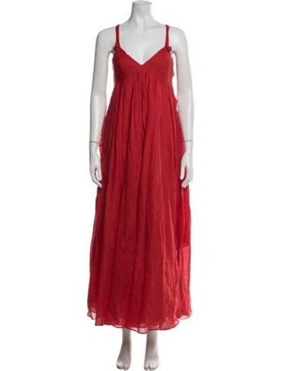 Pre-owned Three Graces London V-neck Long Dress In Red