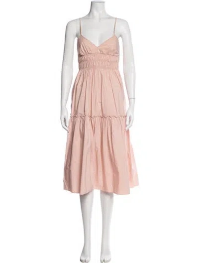 Pre-owned Three Graces London V-neck Midi Length Dress In Pink