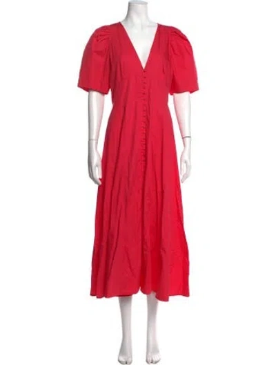 Pre-owned Three Graces London V-neck Midi Length Dress In Pink