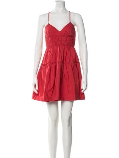 Pre-owned Three Graces London V-neck Mini Dress In Red