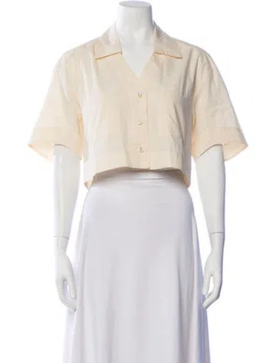 Pre-owned Three Graces London V-neck Short Sleeve Crop Top In Neutrals