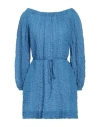 Three Graces London Woman Mini Dress Azure Size 8 Cotton, Elastane In Blue