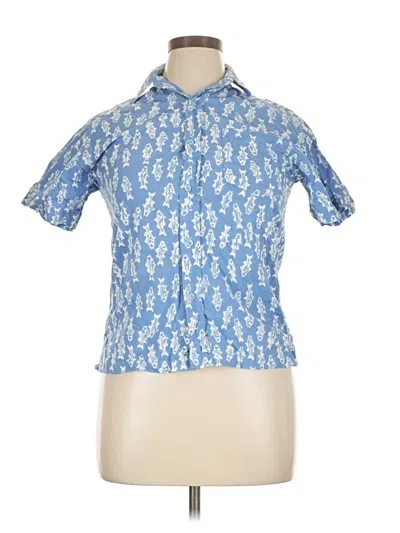Pre-owned Three Islands Short Sleeve Blouse In Blue