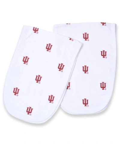 Three Little Anchors Babies' Infant Indiana Hoosiers 2-pack Muslin Burp Cloth Set In White