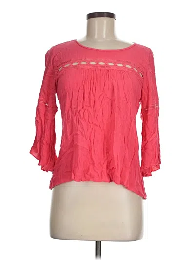 Pre-owned Three Pink Hearts 3/4 Sleeve Blouse In Pink