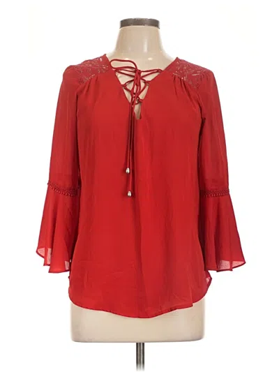 Pre-owned Three Pink Hearts 3/4 Sleeve Blouse In Red