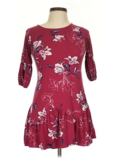 Pre-owned Three Pink Hearts Casual Dress In Burgundy