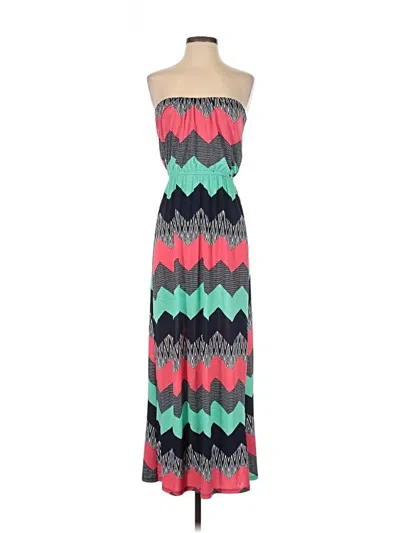 Pre-owned Three Pink Hearts Casual Dress In Teal