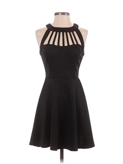Pre-owned Three Pink Hearts Cocktail Dress In Black
