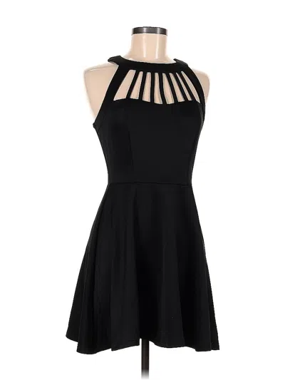 Pre-owned Three Pink Hearts Cocktail Dress In Black
