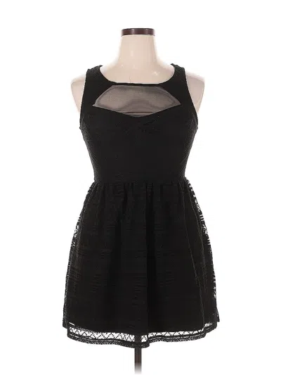 Pre-owned Three Pink Hearts Cocktail Dress In Black