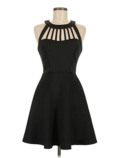 Pre-owned Three Pink Hearts Cocktail Dress In Black