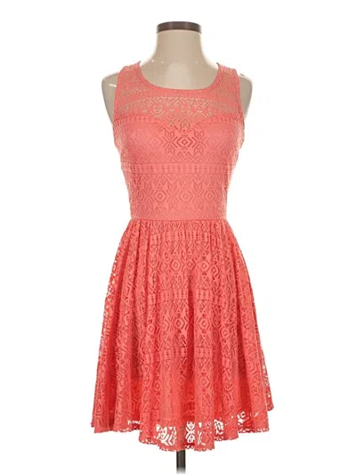 Pre-owned Three Pink Hearts Cocktail Dress In Orange