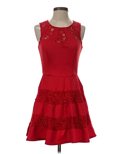 Pre-owned Three Pink Hearts Cocktail Dress In Red