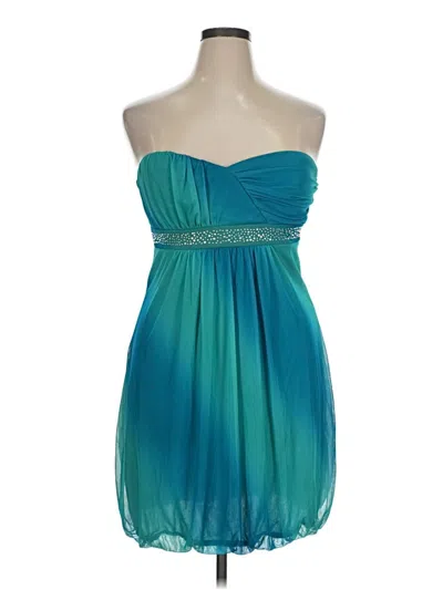 Pre-owned Three Pink Hearts Cocktail Dress In Teal