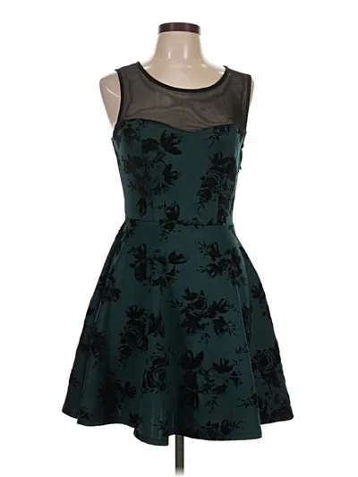 Pre-owned Three Pink Hearts Cocktail Dress In Teal