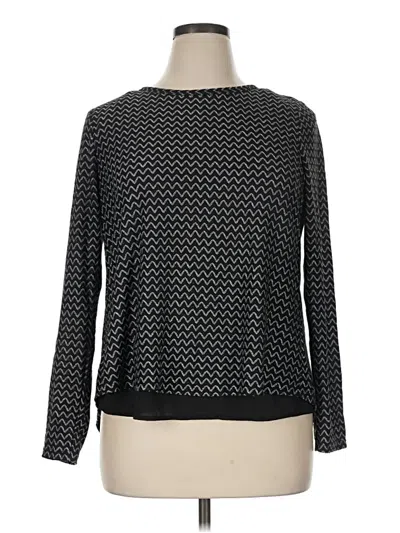 Pre-owned Three Pink Hearts Long Sleeve Top Black Mock Neckline Tops