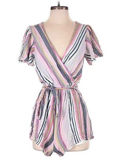 Pre-owned Three Pink Hearts Romper In Pink