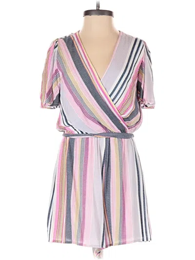 Pre-owned Three Pink Hearts Romper In Pink