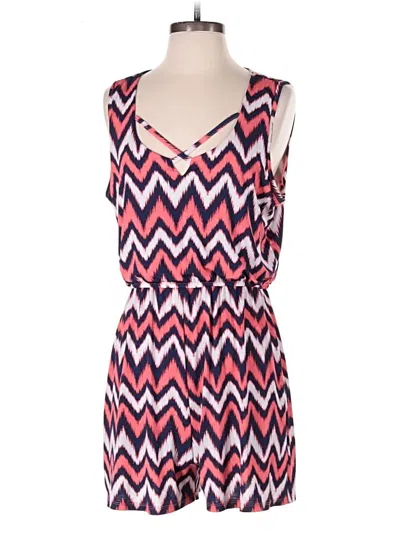 Pre-owned Three Pink Hearts Romper In Pink