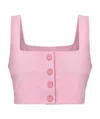 Three Quarters Button Vest In Pink