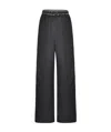 Three Quarters Logo Wide-legged Casual Pants In Black