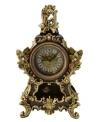 Three Star Flower Style Table Clock In Dark Brown