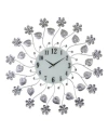 Three Star Flowers Wall Clock In Silver