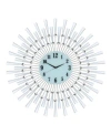 Three Star Sunburst Wall Clock In Silver