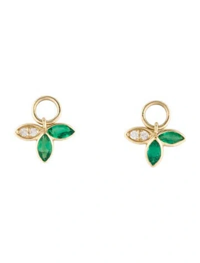 Pre-owned Three Stories 14k Diamond & Emerald Charms In Multi